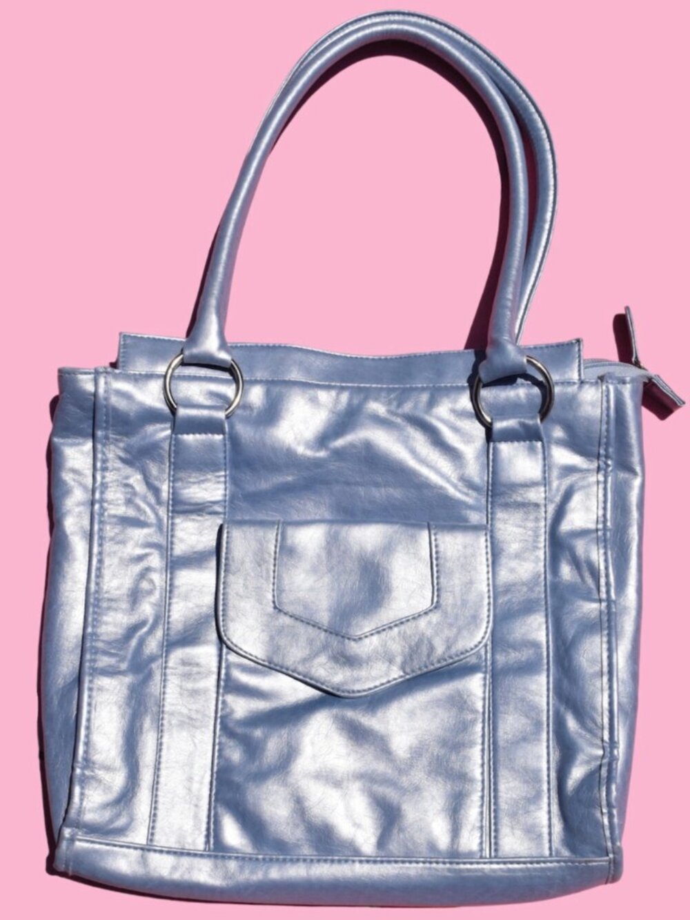 Late 2000s Early 2010s Metallic Periwinkle Shoulder Bag